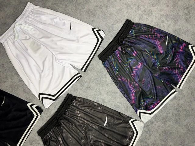 Design Tropical Feather Print Basketball Shorts Black Multicolor - 4