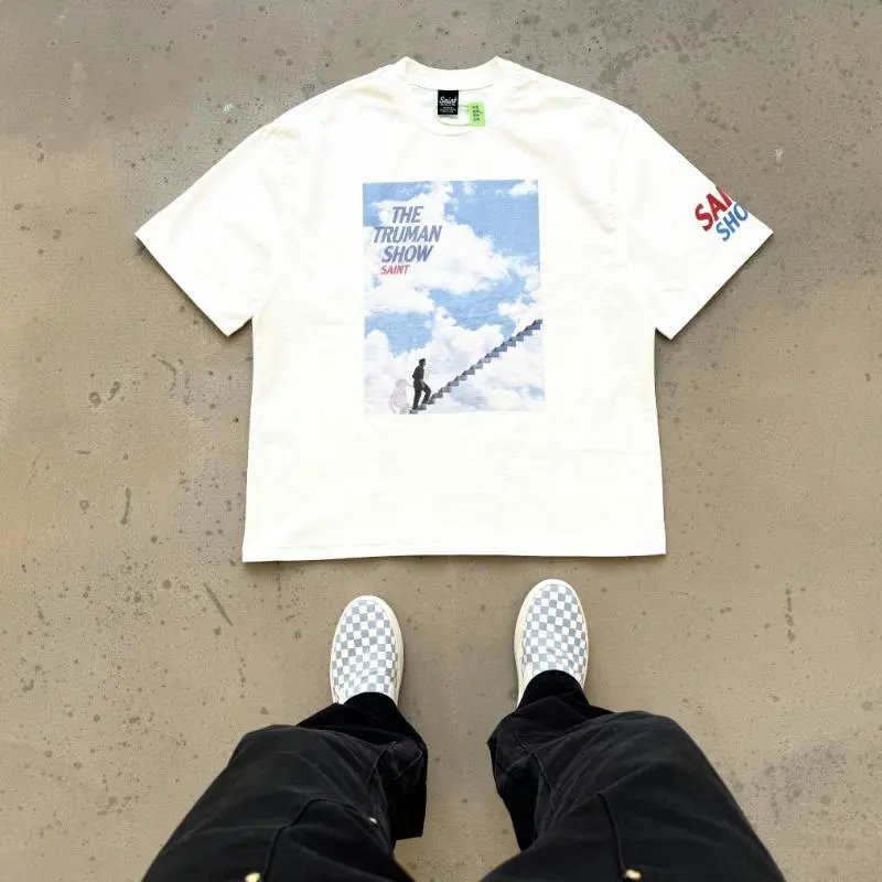 Saint Tears The Truman Show Graphic Print Oversized T-Shirt White - 5