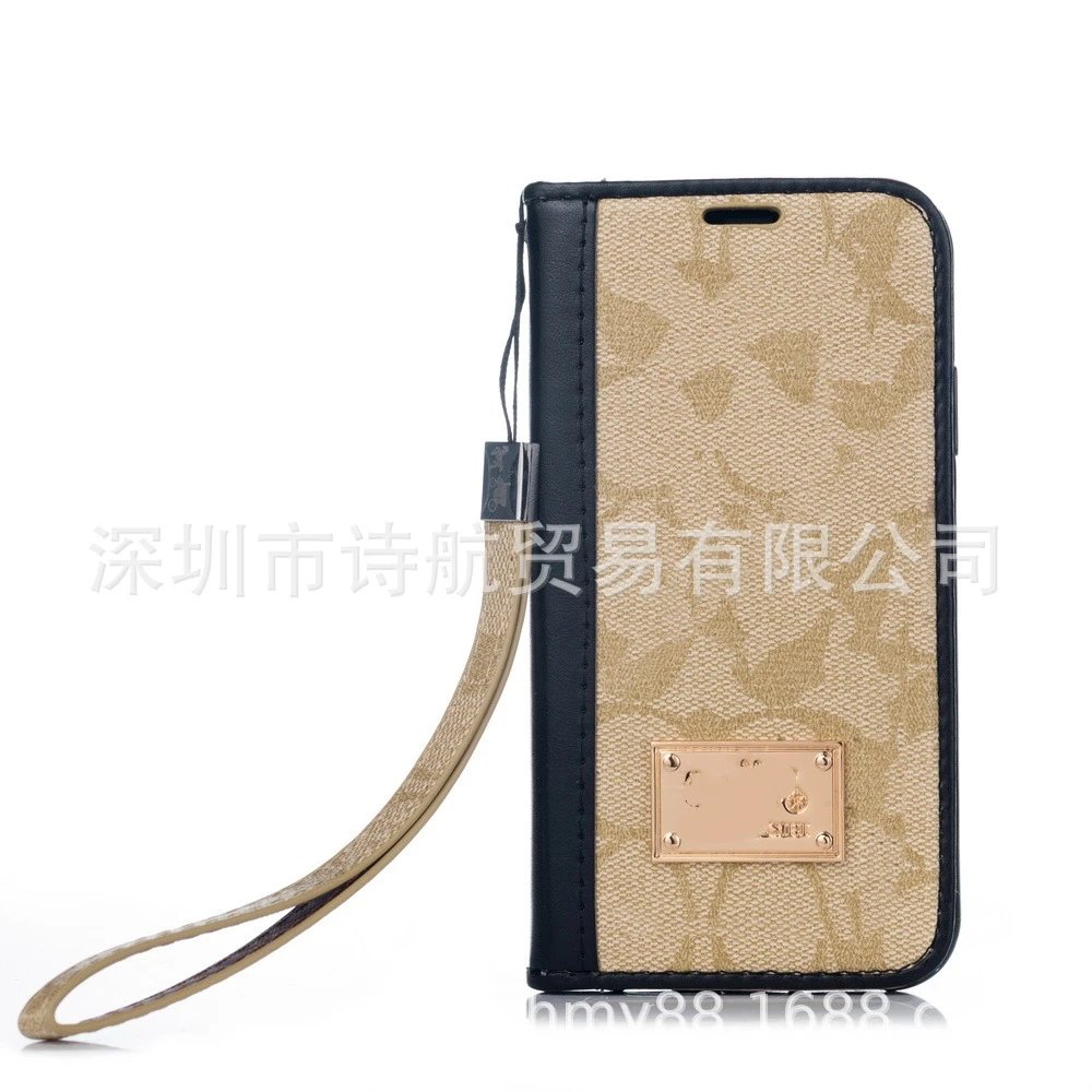 Design Flip Phone Case with Wrist Strap Pink Beige Phone Accessories - 6
