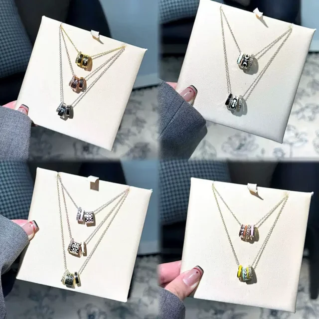 COA Jewelry Three-Ring Enamel Pendant Necklace product detail image 7