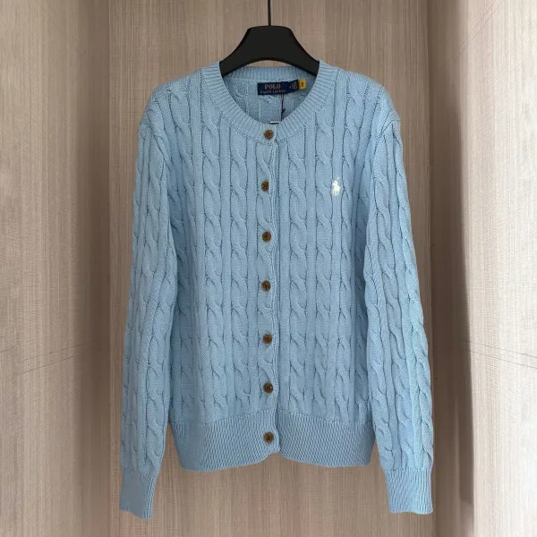 Polo Ralph Lauren Cable Knit Cardigan Light Blue Sweater - 1