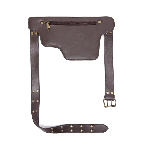 Design Embossed Floral Gray Leather Belt Bag - 12