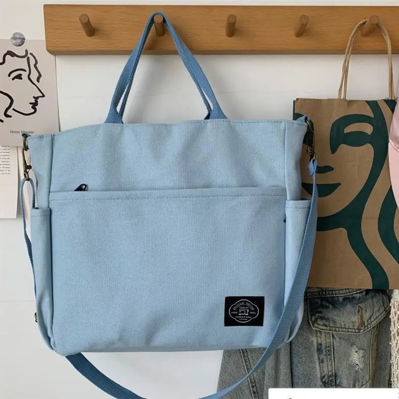 Design Canvas Tote Bag Beige with Duck Charm Handbag - 11