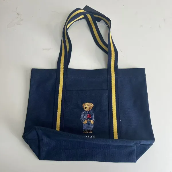Polo Ralph Lauren Bear Embroidered Tote Bag Navy - 1