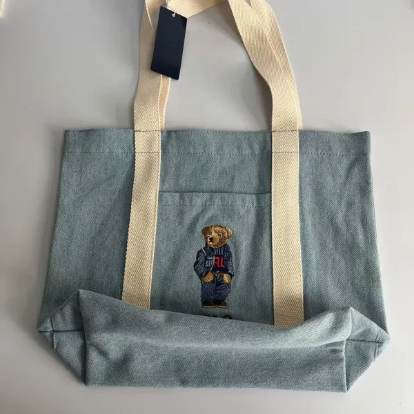 Polo Ralph Lauren Bear Embroidered Tote Bag Navy - 2