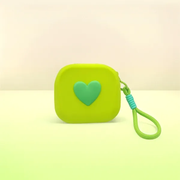 Design Heart Silicone Coin Purse Lime Green - 1