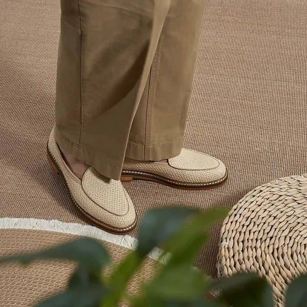 Design Suede Loafers Brown with Contrast Stitching Casual Shoes - 17