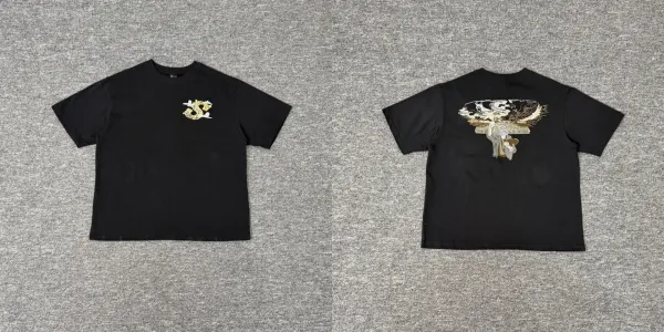 Design Embroidered Dragon Motif T-Shirt Black - 1