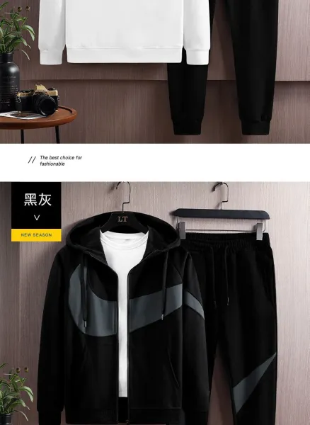 Nike Fleece Tracksuit Set Black / Gray - 14