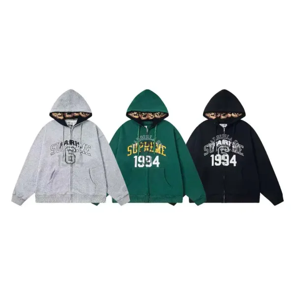Supreme Archive Logo Zip-Up Hoodie Gray - 3