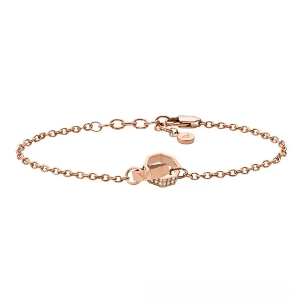 Emporio Armani Hexagon Rose Gold Bracelet with Crystals Jewelry - 1