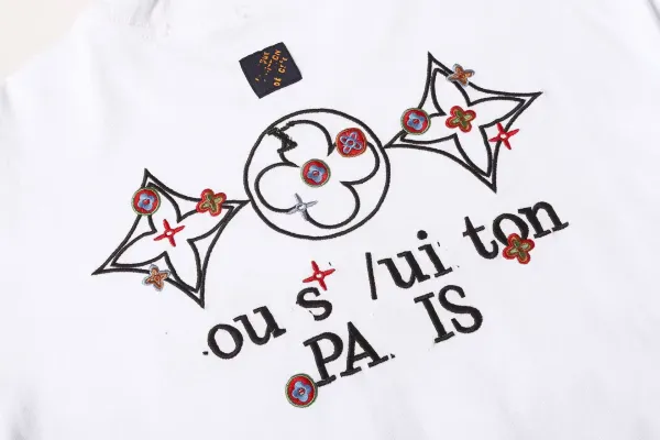 Louis Vuitton Monogram Floral Embroidered Black T-Shirt - 14