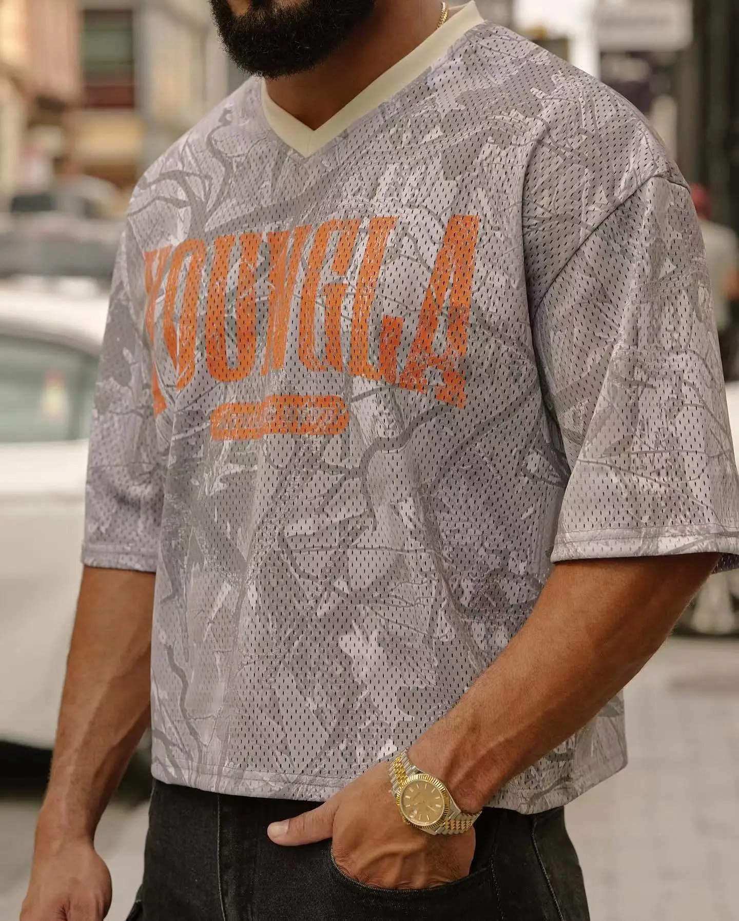Design YOUNGLA Skull Mesh Jersey Navy Jersey - 14