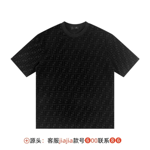 Fendi FF Monogram All-Over Print Black T-Shirt - 1