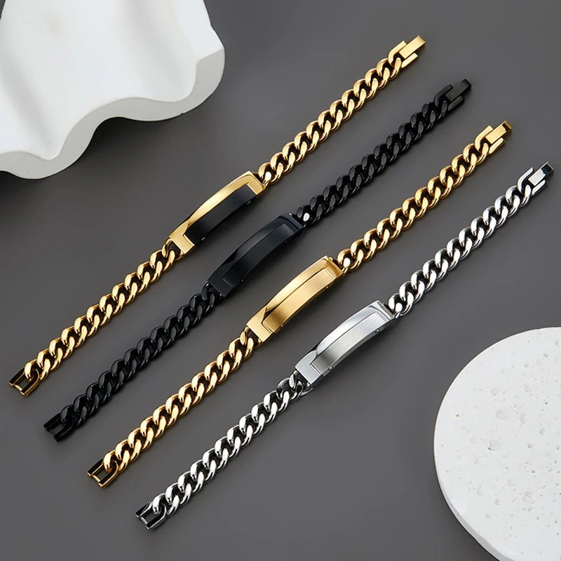 ChronoLink Cubic Chain ID Bracelet - Gold Black Silver - 136088