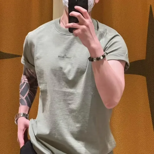 Stone Island Compass Logo T-Shirt Charcoal Gray T-Shirt - 31