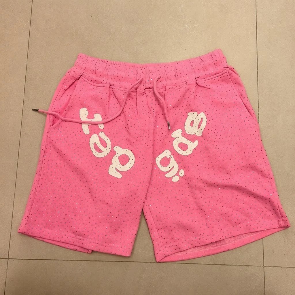 Design Perforated Mesh Shorts in Dusty Blue with Abstract Typography Print - 11