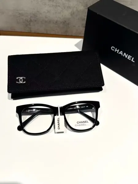 Chanel 3392 Black Acetate Optical Glasses with Quilted Case - 1