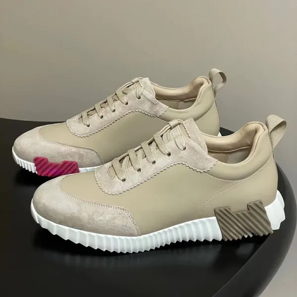 Design Chunky Sneakers Beige with Contrast Heel Tab Sneakers - 1