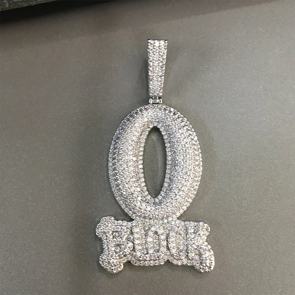 Design Custom 'O' Pendant Necklace with Micro-Pave Cubic Zirconia on Rope Chain Jewelry - 19