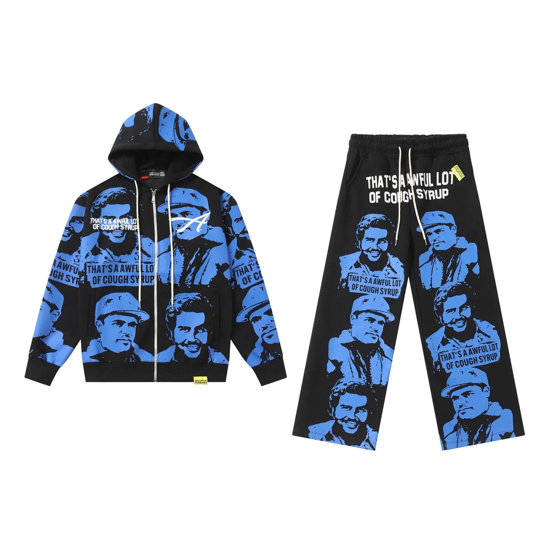 Unbranded Matching Sets Zip-Up Hooded Sweatshirt and Jogger Set with Portrait Graphic image 3