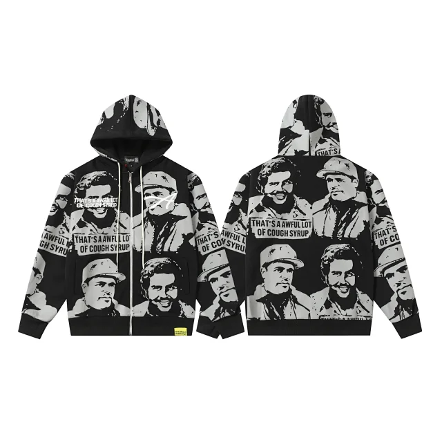 Unbranded Matching Sets Zip-Up Hooded Sweatshirt and Jogger Set with Portrait Graphic product detail image 6