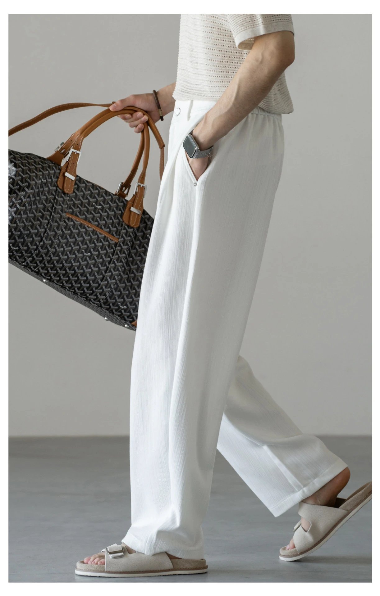 Design Wide-Leg Pleated Trousers Black Pants - 11