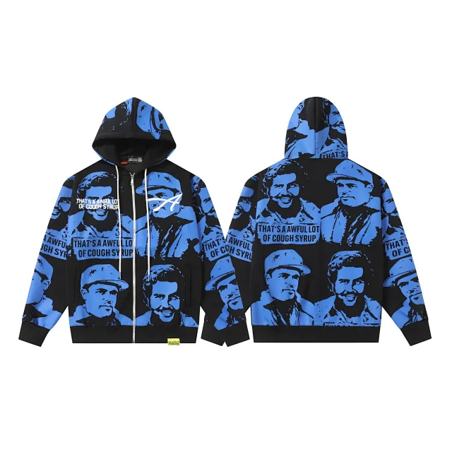 Unbranded Matching Sets Zip-Up Hooded Sweatshirt and Jogger Set with Portrait Graphic product detail image 8