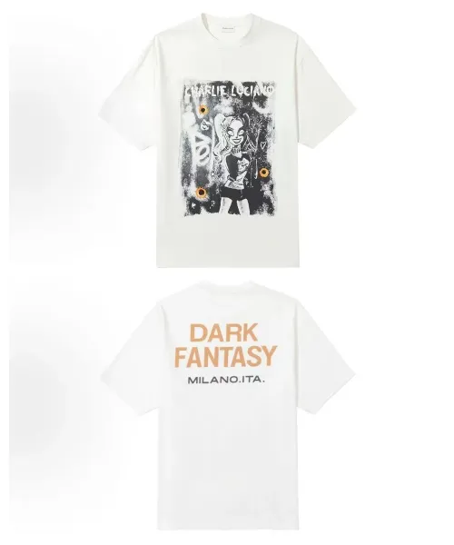 Design Charlie Luciano Maleficent x Aurora Graphic Print Off-White T-Shirt T-Shirts - 20