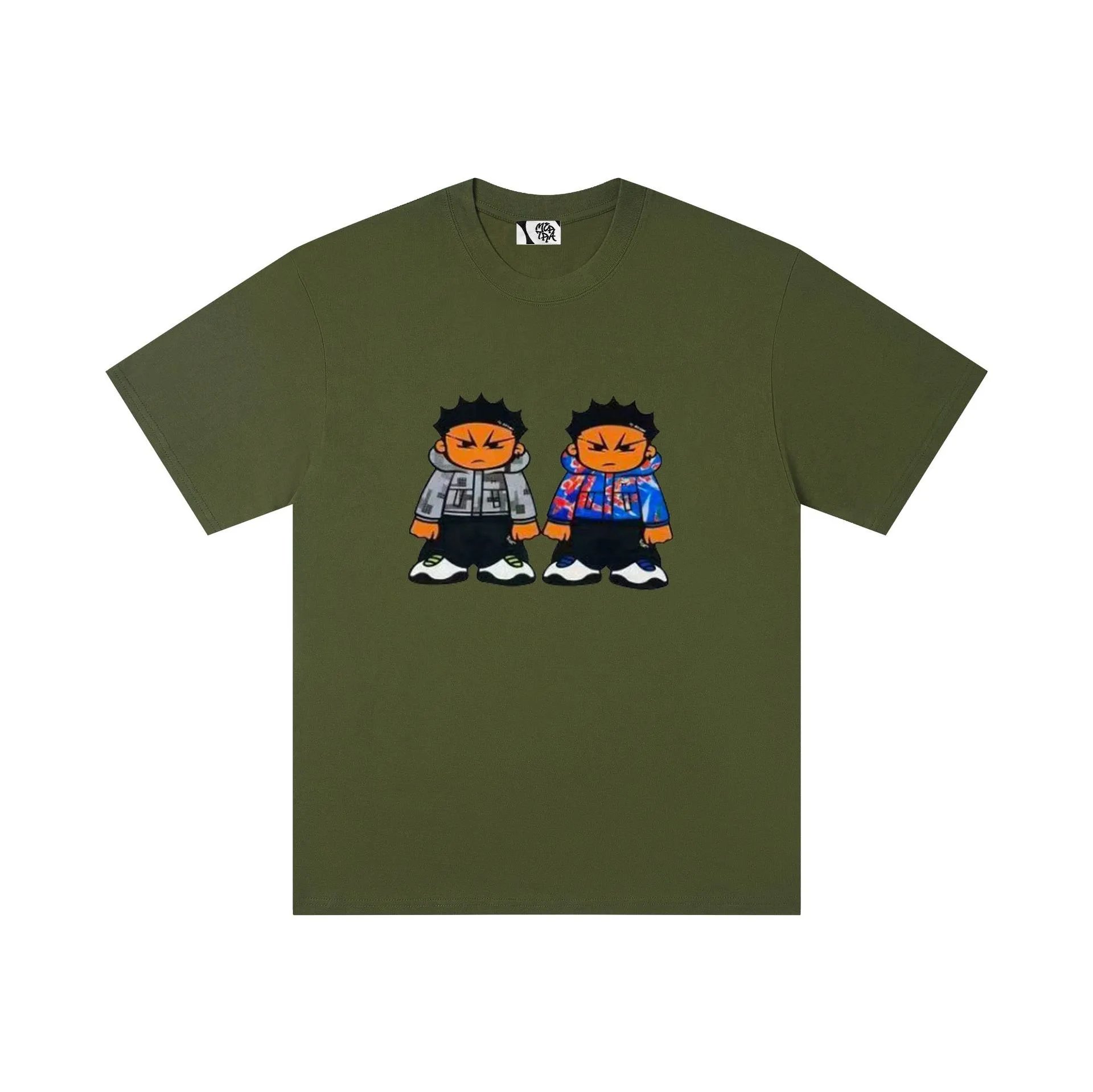 Design Two Characters Graphic Print Black T-Shirt - 22