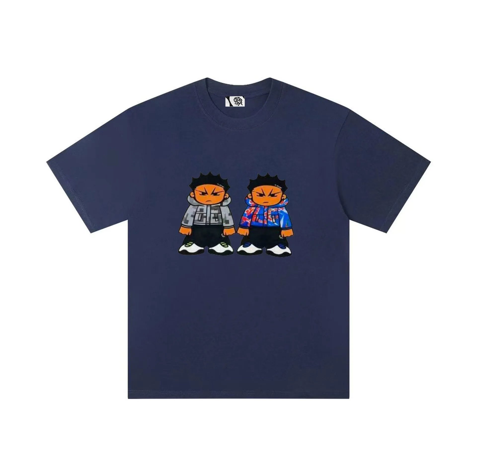 Design Two Characters Graphic Print Black T-Shirt - 25