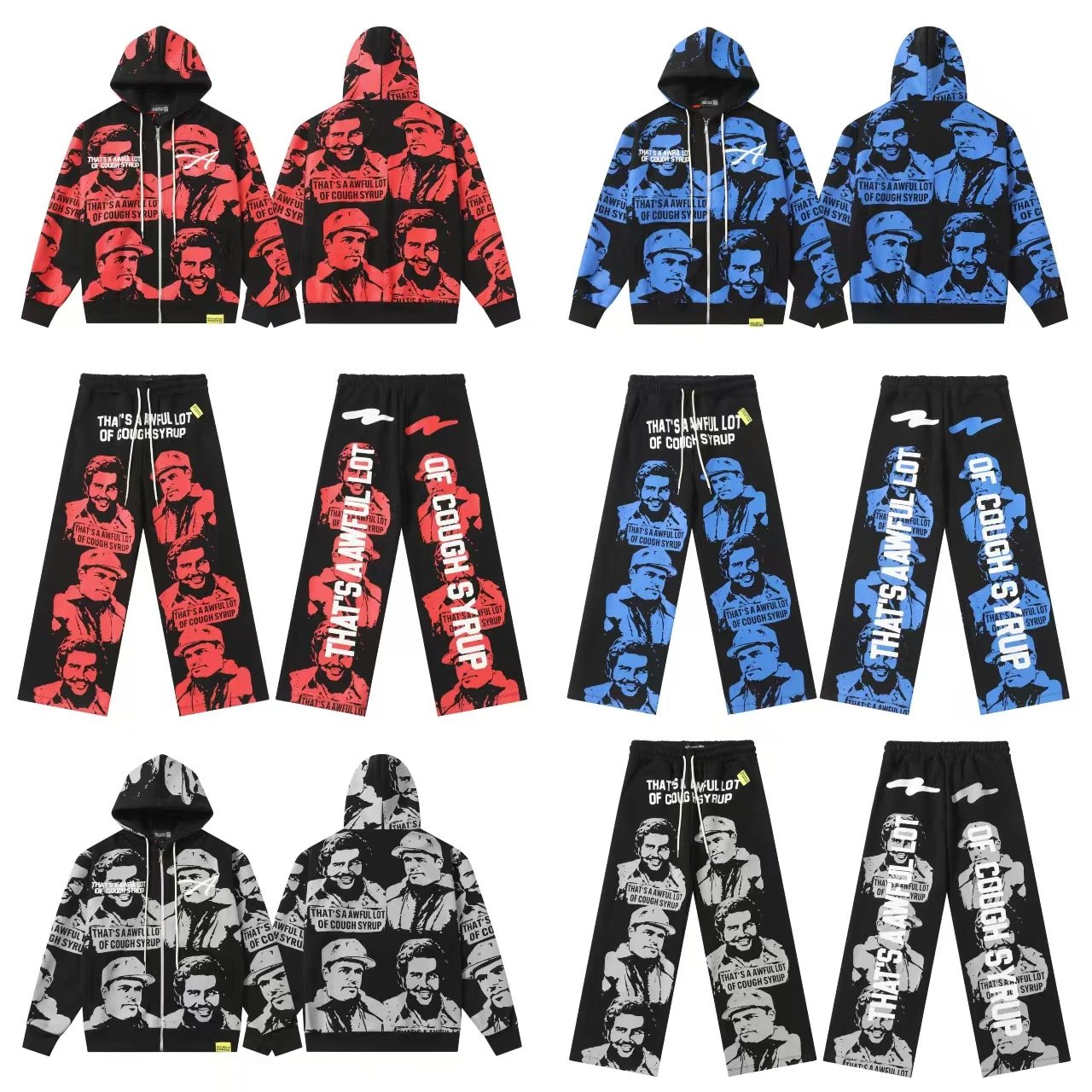 Unbranded Matching Sets Zip-Up Hooded Sweatshirt and Jogger Set with Portrait Graphic image 5