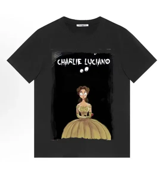 Design Charlie Luciano Maleficent x Aurora Graphic Print Off-White T-Shirt T-Shirts - 38