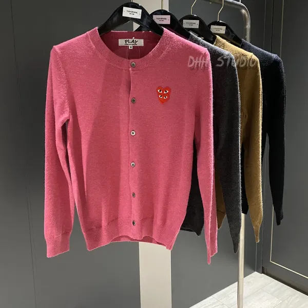 Comme des Garçons Play Heart Embroidered Cardigan Pink - 4