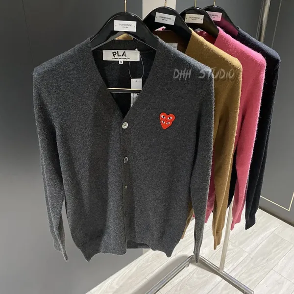 Comme des Garçons Play Heart Embroidered Cardigan Pink - 11