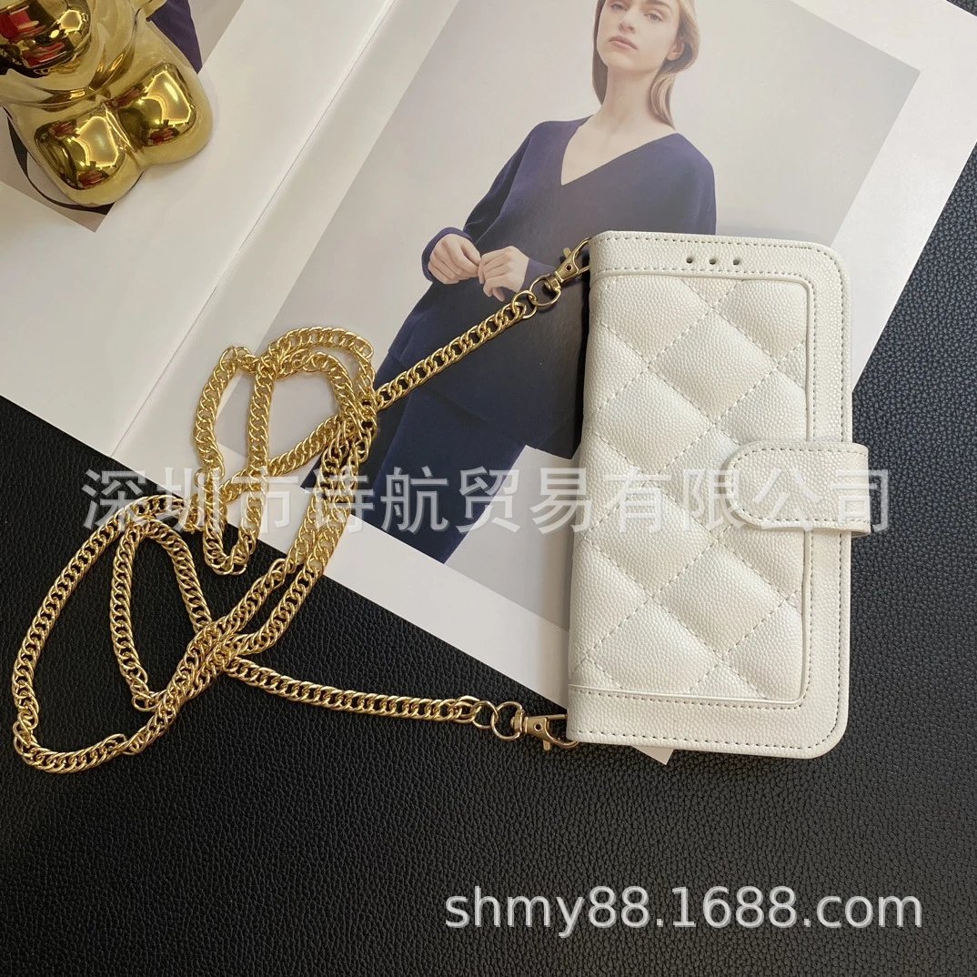 Design Quilted Chain Wallet Case Black - 3