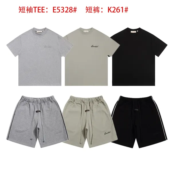 Fear of God Essentials Arch Logo Black T-Shirt and Shorts Set - 4