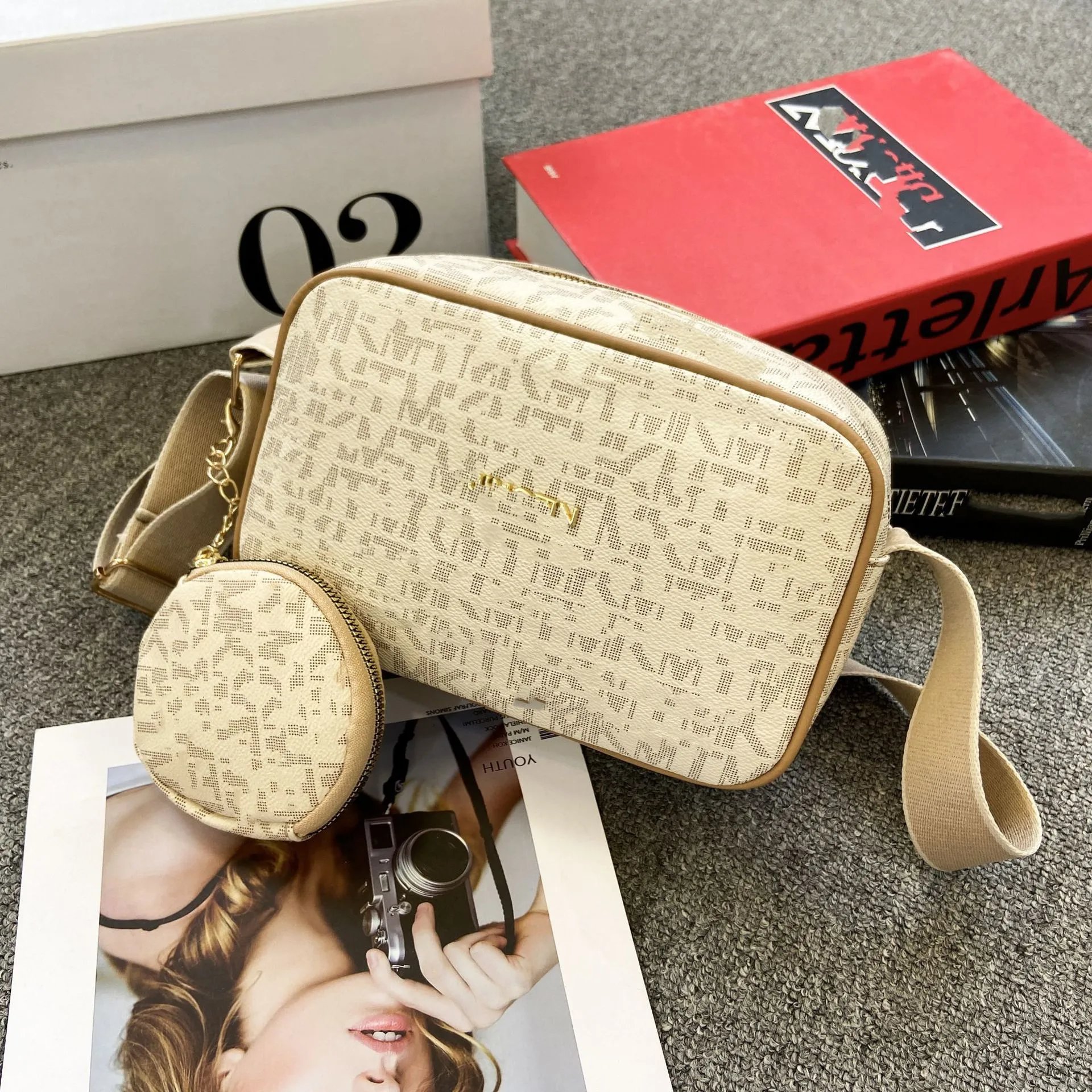 MCM Monogram Camera Bag Brown Crossbody Bag with Coin Purse - 7