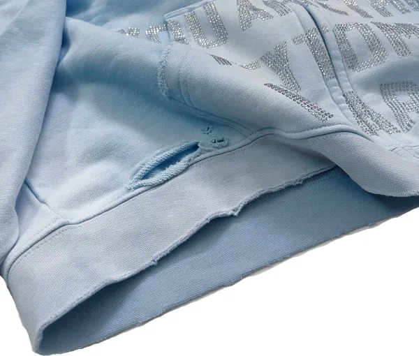 Design PALY x Travis Scott Inspired Cropped Zip-Up Hoodie Light Blue Hoodie - 10