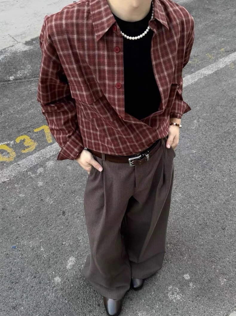 Design Unbranded Plaid Shirt Jacket in Dark Navy and Black Over White T-Shirt Outerwear - 4