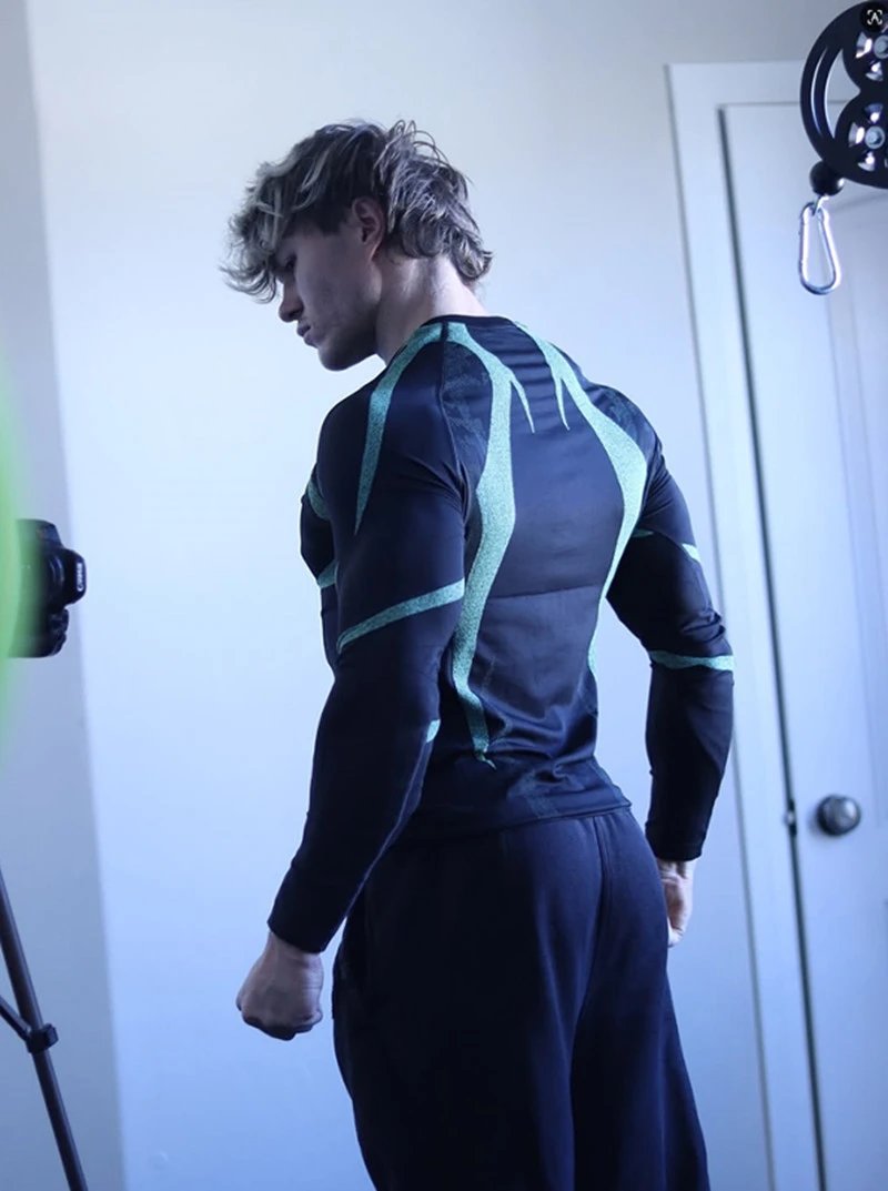 Gymshark Flame Print Long Sleeve Base Layer Gray Red - 6