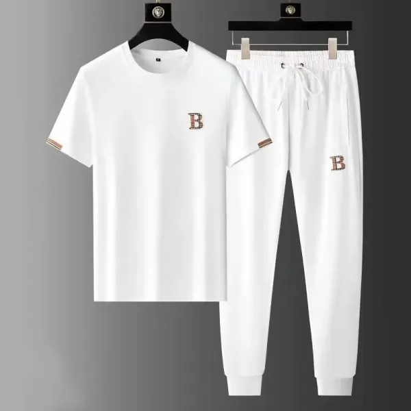 Design B Logo Embroidered White Casual Set - 1