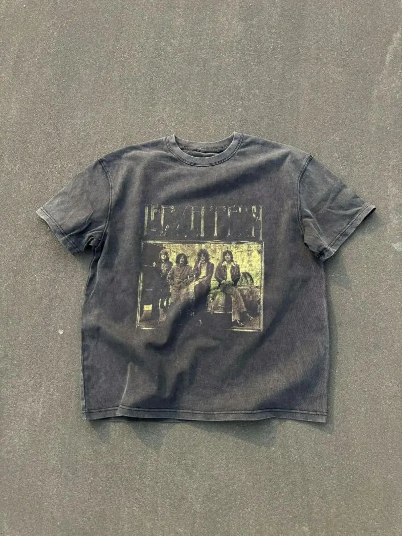 Design Led Zeppelin Band Photo Vintage Wash T-Shirt T-Shirts - 5