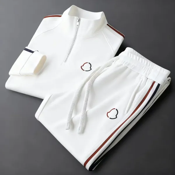 Design Monogram Track Set White with Brown and Navy Stripes Tracksuit - 1