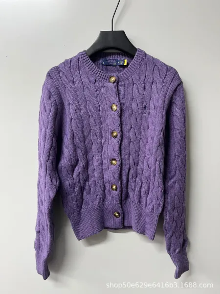 Polo Ralph Lauren Cable Knit Cardigan Purple Sweater - 1