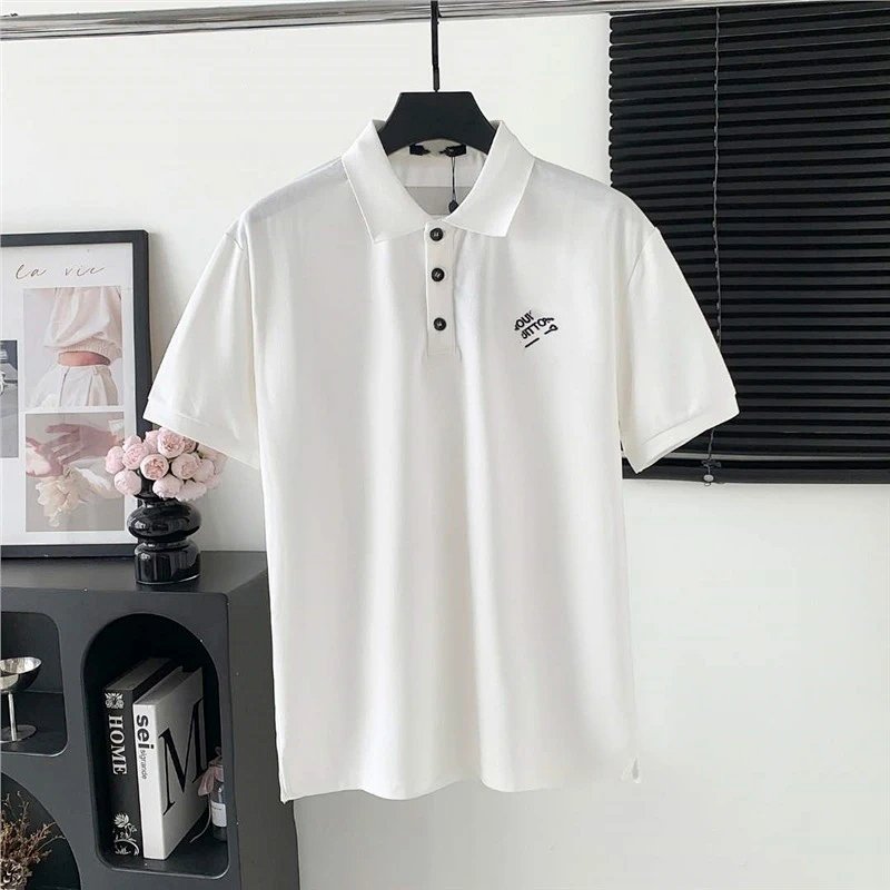 Minimalist Embroidered Polo White Polo Tops Polo