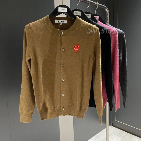 Comme des Garçons Play Heart Embroidered Cardigan Pink - 8