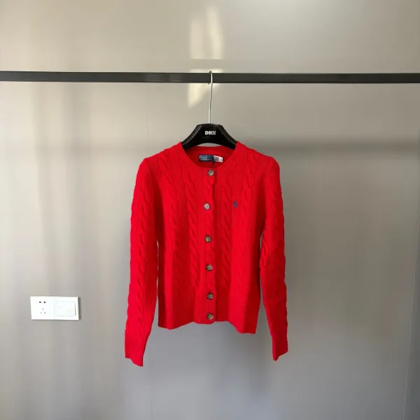 Polo Ralph Lauren Cable Knit Cardigan Red Sweater - 1