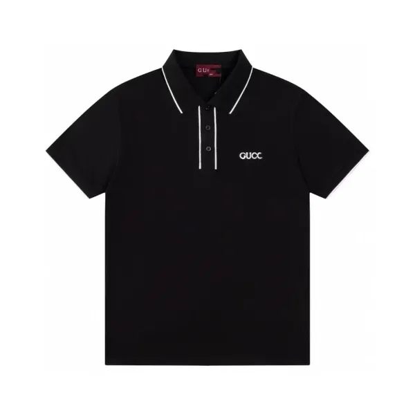 Gucci Logo-Embroidered Black Polo with White Trim Polo Shirt - 3