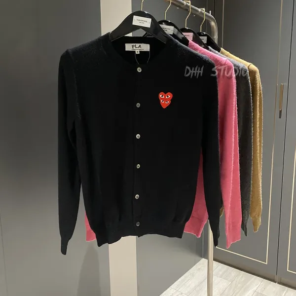 Comme des Garçons Play Heart Embroidered Cardigan Pink - 6